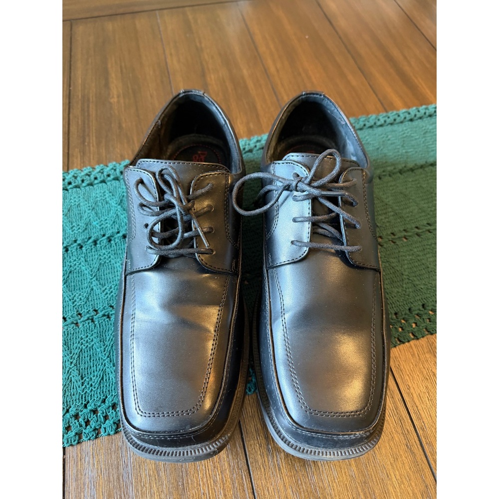Dexter Comfort Mens Black Leather Square Toe Lace Up Dress Shoes Size 11W